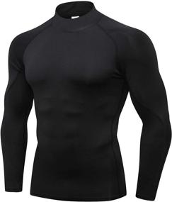 img 3 attached to 3-Pack Mens Audoc Compression Long Sleeve Athletic Base Layer Workout T-Shirts