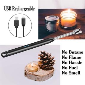 img 1 attached to 🔥 USB Rechargeable Electric Arc Candle Lighter - Flameless Long Lighter for Candle, BBQ Grill, Fireworks, and Cooking