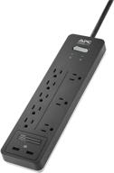 apc power strip surge protector usb charging ports 💡 ph8u2 2160 joules flat plug 8 outlets black - enhanced seo logo