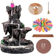 🏔️ tuofang incense burner: backflow waterfall mountain tower with 150 cones, 30 sticks, 50 coils - perfect housewarming gift for home office aromatherapy логотип