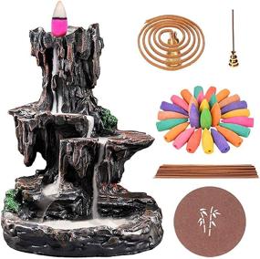 img 4 attached to 🏔️ TUOFANG Incense Burner: Backflow Waterfall Mountain Tower with 150 Cones, 30 Sticks, 50 Coils - Perfect Housewarming Gift for Home Office Aromatherapy