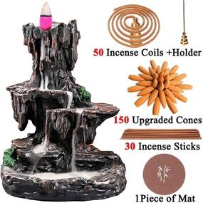 img 3 attached to 🏔️ TUOFANG Incense Burner: Backflow Waterfall Mountain Tower with 150 Cones, 30 Sticks, 50 Coils - Perfect Housewarming Gift for Home Office Aromatherapy