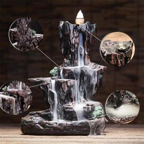 img 1 attached to 🏔️ TUOFANG Incense Burner: Backflow Waterfall Mountain Tower with 150 Cones, 30 Sticks, 50 Coils - Perfect Housewarming Gift for Home Office Aromatherapy