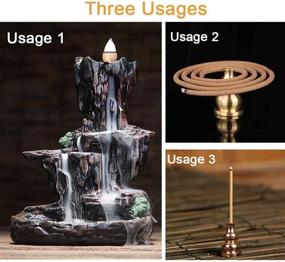 img 2 attached to 🏔️ TUOFANG Incense Burner: Backflow Waterfall Mountain Tower with 150 Cones, 30 Sticks, 50 Coils - Perfect Housewarming Gift for Home Office Aromatherapy