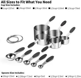 img 3 attached to U-Taste 18/8 Stainless Steel Measuring Cups and Spoons Set - 10 Piece, Upgraded Thickness Handle in Black: High-Quality Kitchen Tools for Accurate Measurements