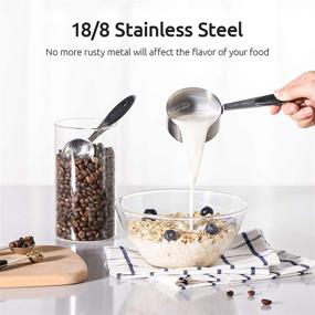 img 2 attached to U-Taste 18/8 Stainless Steel Measuring Cups and Spoons Set - 10 Piece, Upgraded Thickness Handle in Black: High-Quality Kitchen Tools for Accurate Measurements