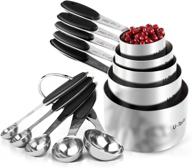 u-taste 18/8 stainless steel measuring cups and spoons set - 10 piece, upgraded thickness handle in black: high-quality kitchen tools for accurate measurements logo