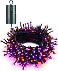 img 4 attached to 🎃 66ft Orange Purple Halloween Lights, 200 LED Battery Operated String Lights - Waterproof, 8 Modes & Auto Timer - for Halloween Decorations, Home, Party, Holiday Decor - Indoor Outdoor Use