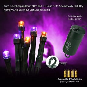 img 3 attached to 🎃 66ft Orange Purple Halloween Lights, 200 LED Battery Operated String Lights - Waterproof, 8 Modes & Auto Timer - for Halloween Decorations, Home, Party, Holiday Decor - Indoor Outdoor Use