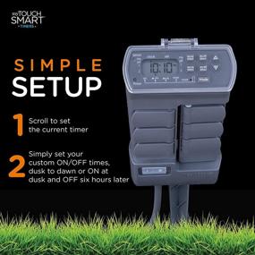 img 2 attached to 🌼 Enhance Your Outdoor Lighting with the myTouchSmart Rotatable Yard Stake Timer, Weather Resistant, Custom ON/Off Times, 6-Hour Countdown, Sensor, 6 Outlets, Seasonal Lighting, Gray