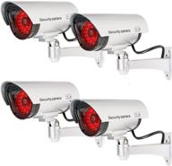 📷 wali bullet dummy fake surveillance security cctc dome camera - indoor outdoor with 30 illuminating led light and security alert sticker decals (s30-4) - pack of 4 - silver logo