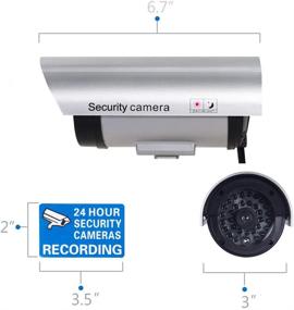 img 2 attached to 📷 WALI Bullet Dummy Fake Surveillance Security CCTC Dome Camera - Indoor Outdoor with 30 Illuminating LED Light and Security Alert Sticker Decals (S30-4) - Pack of 4 - Silver