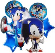 🎈 sonic the hedgehog party balloons: 6 pcs anime foil decorations for kids' birthday, baby shower & more! логотип