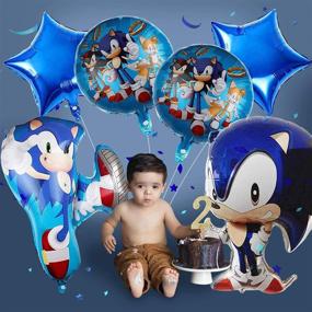 img 2 attached to 🎈 Sonic the Hedgehog Party Balloons: 6 Pcs Anime Foil Decorations for Kids' Birthday, Baby Shower & More!