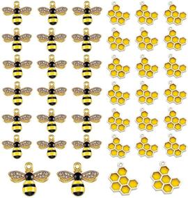 img 4 attached to 🐝 Sparkling Alloy Enamel Bee Charms with Rhinestones: Ideal for DIY Jewelry Making Crafts