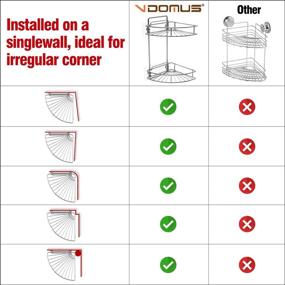 img 1 attached to 🚿 Stainless Steel 2-Tier Corner Shower Caddy by Vdomus – Wall Mounted Bathroom Shelf with Adhesive or Screw Installation