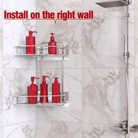 img 2 attached to 🚿 Stainless Steel 2-Tier Corner Shower Caddy by Vdomus – Wall Mounted Bathroom Shelf with Adhesive or Screw Installation