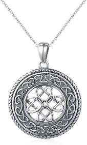img 4 attached to Stunning 925 Sterling Silver Celtic Medallion Pendant Necklace - 20 inch