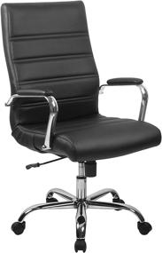 img 3 attached to 🪑 Flash Furniture High Back Black LeatherSoft Executive Swivel Office Chair with Chrome Frame - Ergonomic Desk Chair with Swivel Arms