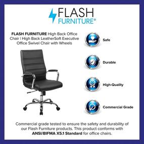 img 1 attached to 🪑 Flash Furniture High Back Black LeatherSoft Executive Swivel Office Chair with Chrome Frame - Ergonomic Desk Chair with Swivel Arms