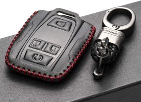 img 1 attached to Vitodeco Genuine Leather Key Fob Case: Compatible for 2019-2021 GMC Sierra, Chevy Silverado, Tahoe & More - Black/Red, 4-Button