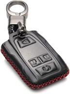 vitodeco genuine leather key fob case: compatible for 2019-2021 gmc sierra, chevy silverado, tahoe & more - black/red, 4-button logo