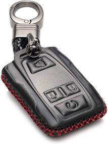 img 4 attached to Vitodeco Genuine Leather Key Fob Case: Compatible for 2019-2021 GMC Sierra, Chevy Silverado, Tahoe & More - Black/Red, 4-Button