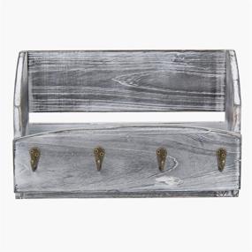 img 3 attached to 📪 Modern Distressed Pine Wood Wall Mounted Mail Rack & Key Holder Organizer - Entryway, Kitchen, Hallway, Foyer, Office - Dark Grey