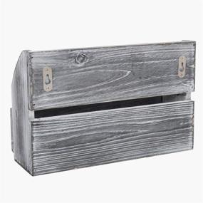 img 1 attached to 📪 Modern Distressed Pine Wood Wall Mounted Mail Rack & Key Holder Organizer - Entryway, Kitchen, Hallway, Foyer, Office - Dark Grey