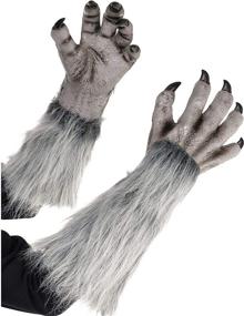 img 1 attached to 🐺 Amscan 848720 Gray Werewolf Gloves: Perfect Halloween Accessory for a Fierce Look