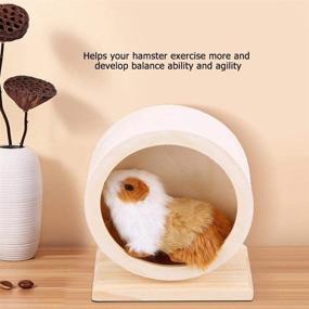 img 3 attached to Interactive Wooden Hamster Wheel: An Ideal Exercise Toy for Gerbils, Chinchillas, Hedgehogs, Mice, and More Small Animals