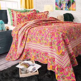 img 2 attached to 🛏️ Lavish Home Paisley Quilt Set-King: Colorful 3 Piece Bedding Ensemble