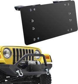 img 4 attached to Black Stainless Steel Winch Roller Fairlead Mounting Bracket Holder for Flip Up License Plate Mount - 8 3/4 Inch