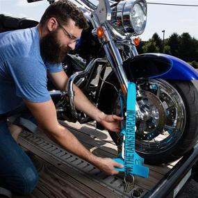 img 2 attached to 🏍️ Tank Straps Motorcycle Tie Down Straps (2pk Blue) - Super Heavy Duty 10,000 lb Webbing Strength, 2'' x 10' Ratchet Straps for Secure Transport
