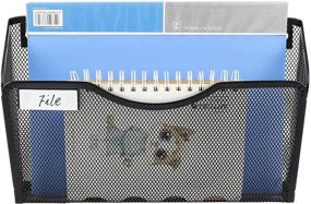 img 3 attached to 📁 Black Mesh Wall File Holder with 3 Pockets | Hanging File Folder Organizer for Home and Office | EasyPAG with Nametag Label