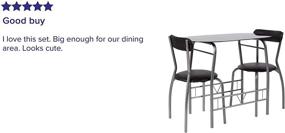 img 1 attached to Компактный бистро-набор: Набор из 3 предметов Flash Furniture Sutton с черным стеклянным столом и черными виниловыми обивками для стульев.