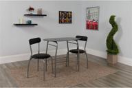 space-saver bistro set: flash furniture sutton 3-piece set with black glass top table and black vinyl padded chairs logo