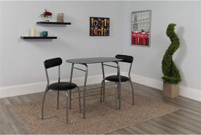 img 4 attached to Компактный бистро-набор: Набор из 3 предметов Flash Furniture Sutton с черным стеклянным столом и черными виниловыми обивками для стульев.