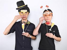 img 2 attached to 🎉 50th Birthday Photo Booth Props: Konsait 50 Black and Faux Gold Happy Birthday Decorations - DIY Prop Kits with Stick for Party Favor Supplies (53 Counts)