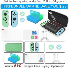 img 3 attached to 🌿 YUANHOT Accessories Bundle for Switch Animal Crossing Edition: Carrying Storage Case, Screen Protector, Remote Protective Cover, Games Holder, Thumb Caps - Green