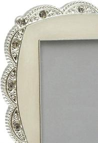 img 3 attached to 🖼️ L&T Ivory White Enamel Picture Frame: Metal, Silver Plated with Crystals | Charming 3.5x5 Tabletop Photo Frame