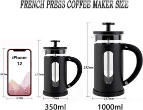 img 2 attached to ☕ 12oz Mini French Press: Compact Coffee Maker with 4-Level Filtration, Borosilicate Glass & Stainless Steel - Heat Resistant, Sleek Black Design