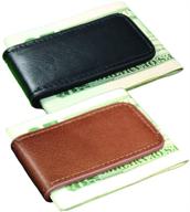 stylish leather magnetic money clip in black: organize your cash elegantly logo