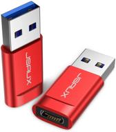 🔌 jsaux адаптер usb-c к usb 3.0 (2 шт.) - переходник от женского type-c к мужскому usb-a, передача данных 5 гб/с, красный - совместим с ноутбуками, зарядками и многое другое логотип