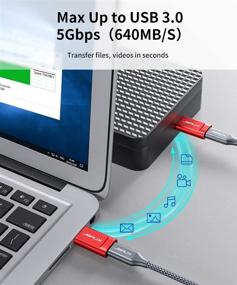 img 2 attached to 🔌 JSAUX адаптер USB-C к USB 3.0 (2 шт.) - переходник от женского Type-C к мужскому USB-A, передача данных 5 Гб/с, красный - совместим с ноутбуками, зарядками и многое другое