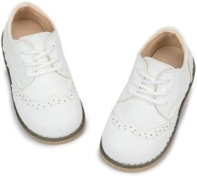 img 4 attached to Meckior Toddler Wedding Leather Numeric_8_Point_5 Boys' Shoes in Loafers