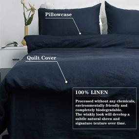 img 3 attached to 🛏️ S VICTORY SYMBOL Pure Linen Quilt Duvet Cover Set: Stone Washed Flax Bedding Set for King Size Bed - Navy, Soft, Breathable, and Durable Comforter Cover with Button Closure