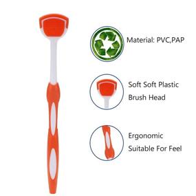 img 1 attached to 👅 2-Pack Tongue Scraper Set, Tongue Cleaner Brush for Adults – Tongue Scrubber for Enhanced Oral Hygiene and Fresher Breath (Blue and Orange)