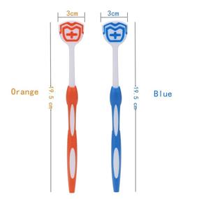 img 3 attached to 👅 2-Pack Tongue Scraper Set, Tongue Cleaner Brush for Adults – Tongue Scrubber for Enhanced Oral Hygiene and Fresher Breath (Blue and Orange)