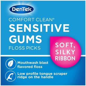 img 2 attached to 🦷 DenTek Comfort Clean Sensitive Gums Floss Picks, Gentle & Smooth Ribbon, 150 Count, 6 Pack